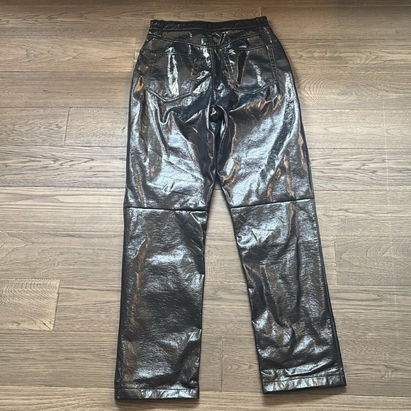 Abercrombie & Fitch | 90s Straight Ultra High Rise Shiny Vegan Leather Pants 28 - Picture 13 of 14